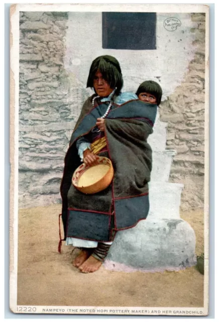 c1910 Nampeyo Noted Hopi Pottery Maker Her Grandchild Antique Vintage Postcard