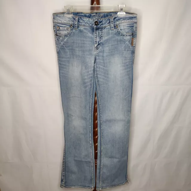 Silver Francies women's size 31/32 denim jeans distressed zip bootcut pockets 2