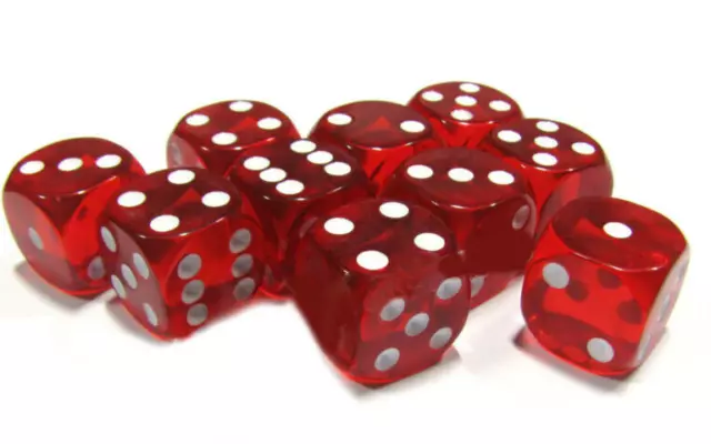 10 x LARGE Six Sided RED Dice 19mm Craps - FREE SHIPPING