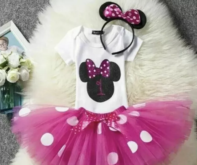 Minnie Mouse Theme Cake Smash,First one 1st Birthday Outfit Photo Shoot Dress