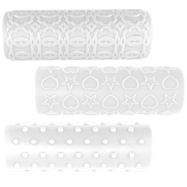 3 Pcs Blanche Plastique Bâton De Texture D'argile Rouleaux Poterie Gaufrage