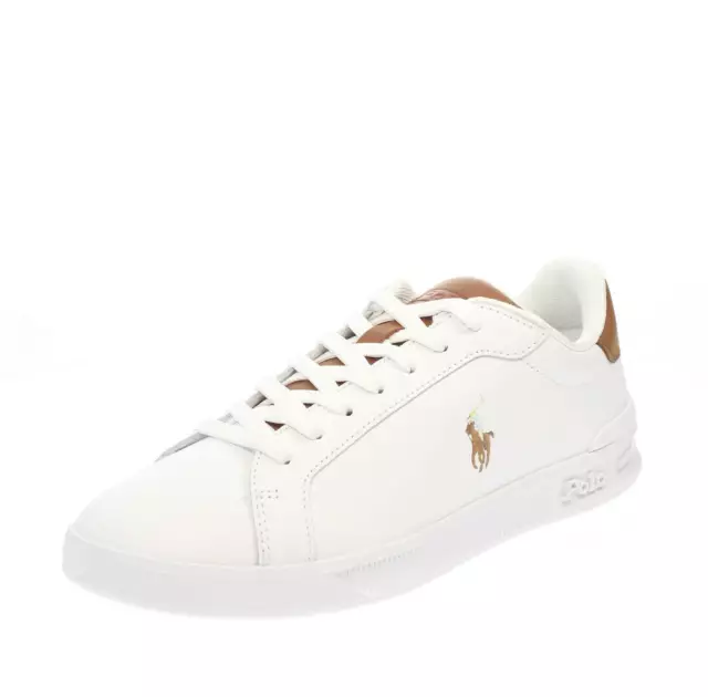 Ralph Lauren Heritage Court - Sneakers Basse In Pelle Bianco - Uomo Scarpe