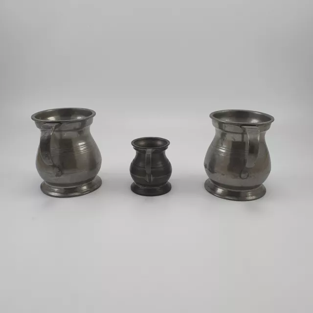 2x Scottish Georgian Pewter Baluster Half Pint Measures J McGlashan & Co + Other 3