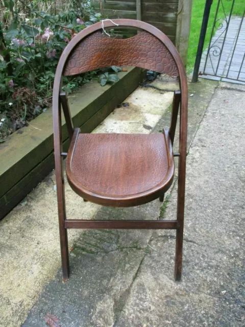 Fab Vintage Antique Bentwood Thonet Crocodile Skin Effect Wooden Folding Chair