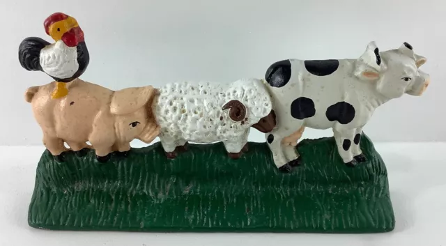 Farmhouse Barnyard Animals Cast Iron Door Stop Chicken Pig Sheep Cow