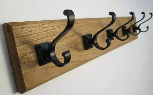 9 sizes SOLID ENGLISH OAK WOODEN HAT AND & COAT HOOKS HANGER PEGS RAIL RACK 34