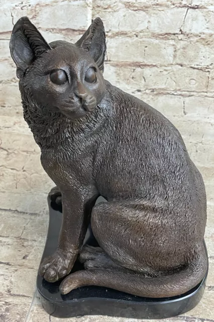 Handcrafted Bronze Sculpture By M. Lopez Cat Gato Feline Animal Art Figurine Art