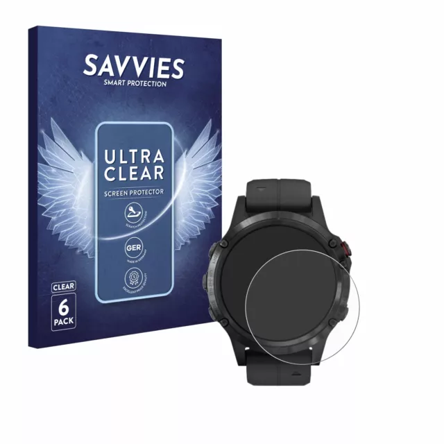 6x Folie für Garmin Fenix 5 Plus (47 mm) Schutzfolie Displayschutz Display Klar