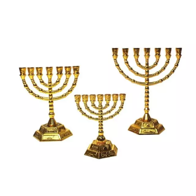 Jewish Menorah Candle-Holders Candelabra Hanukkah Candlestick 7 Branc Large Size
