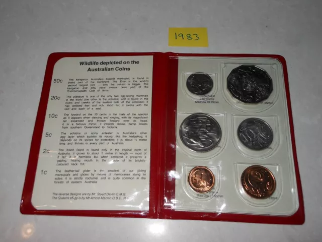 1983 Royal Australian Mint Coin Mint Set Unc Set 50 20 10 5 2 1 cent