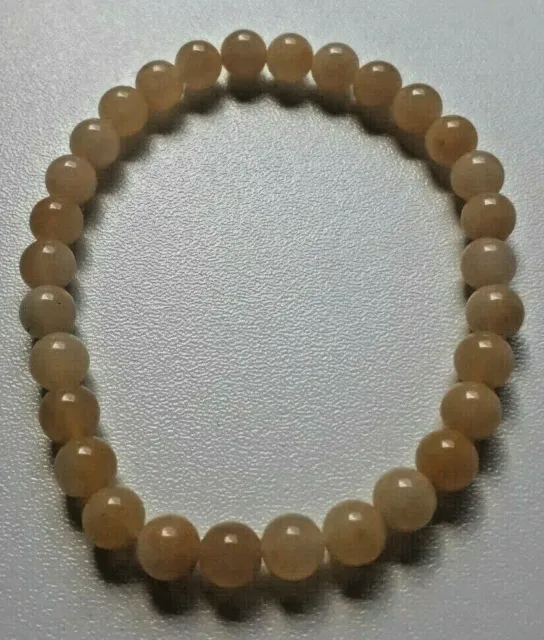 BRACELET EN PIERRE NATURELLE POLIE JADE JAUNE bijoux chakra perle 6mm AA 2