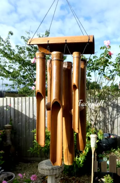 BAMBOO WIND CHIMES GARDEN PAGODA STYLE WINDCHIME HOME GARDEN 50cm Drop