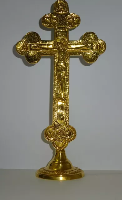 Altarkreuz Kruzifix Jesus Kreuz Standkreuz Messing Tischkreuz Cross autel Croix