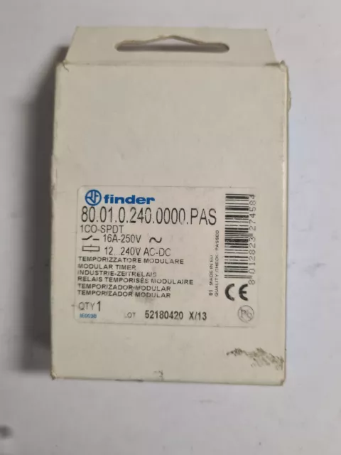 Relais temporisé modulaire 16A-250V 12..240V AC-DC FINDER 80.01.0.240.0000.PAS 2