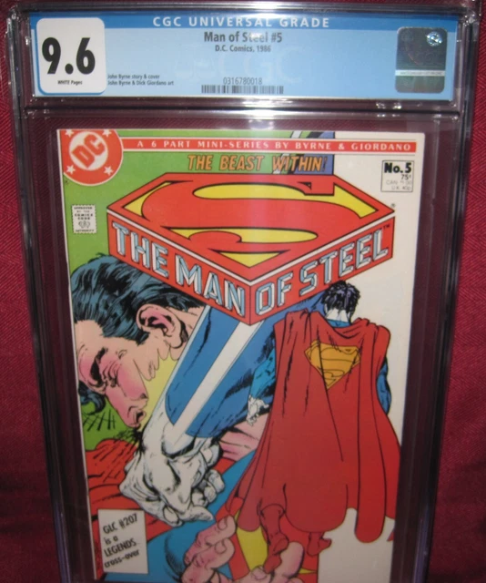 Man Of Steel #5 Dc Comic Superman 1986 Cgc 9.6 Nm+ White Pages