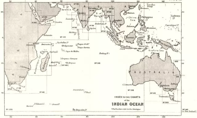INDIAN OCEAN. Index to the Charts of the Indian Ocean 1881 old antique map