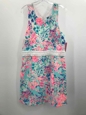 Lilly Pulitzer Blue Size Large Printed Knee Length Sleeveless Dress