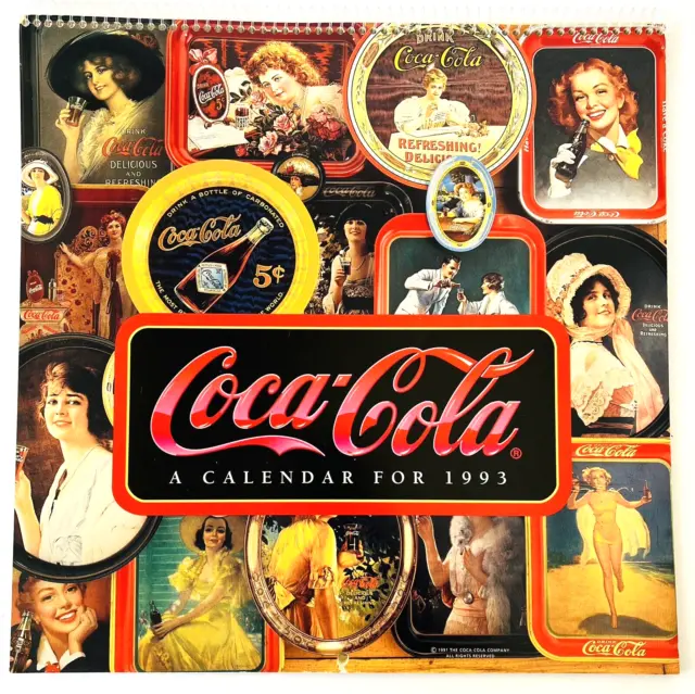 Coca Cola Calendar for 1993 Great Variety of Nostalgic Prints Spiral Bound