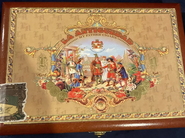 La Antiguedad My Father Cigars Wooden Cigar Box Empty 9 x 6 1/2 x 2