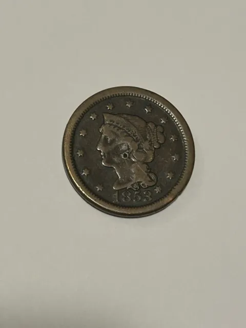 1853 Braided Hair Large Cent - Scarce Better Date