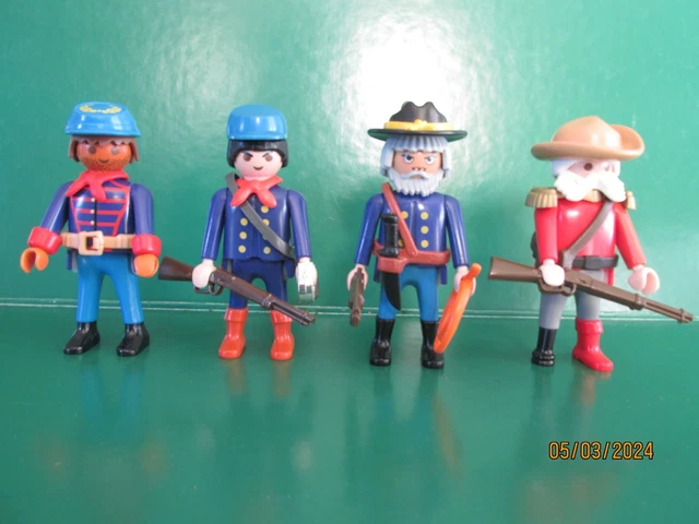 PLAYMOBIL LOT 5 Nordiste Troupe Soldats Tunique Casquettes Bleues 3812