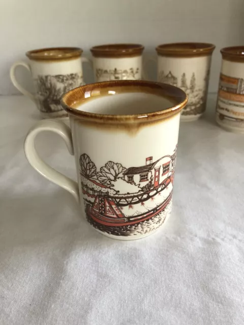 Biltons Ceramic Stoneware Coffee Mugs-X5-Made In England-5 Different Scenes 2