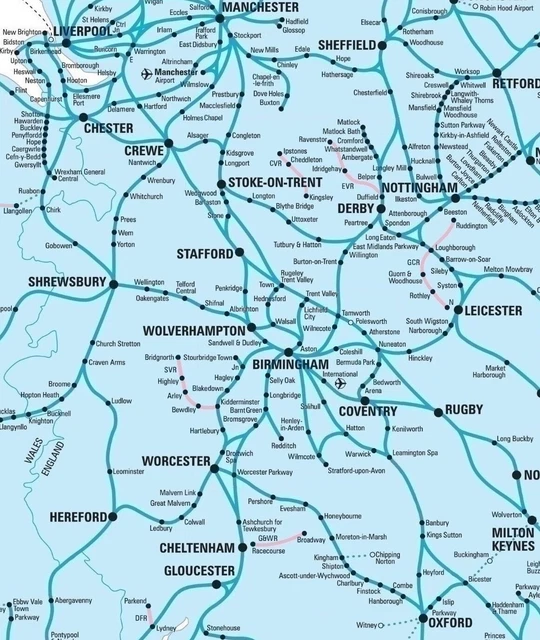 UK TRAIN MAP (RAIL PASSENGER NETWORK) 2024 incl Heritage Lines Print