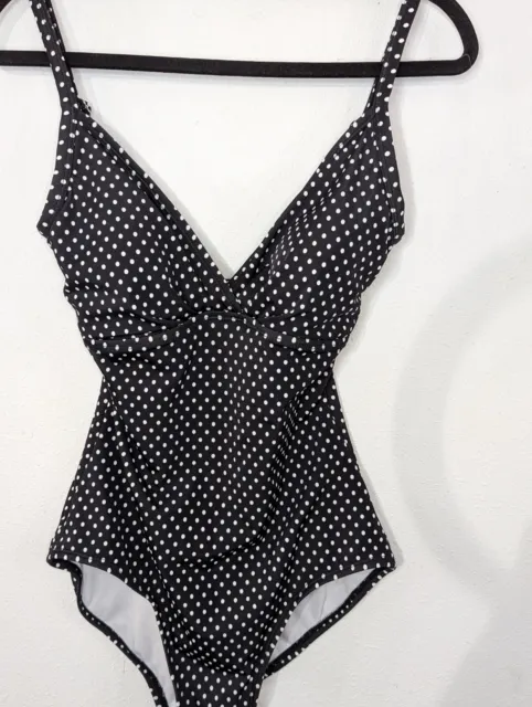 Jantzen Black White Polka Dot Pin Up Sweetheart One Piece Swimsuit size 8