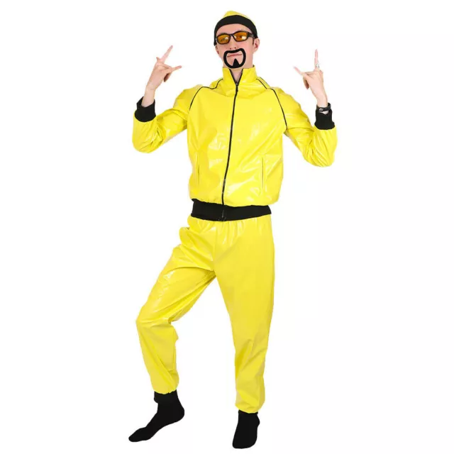 Adult Mens 90'S Yellow Tracksuit Rapper Costume Novelty Fancy Dress Tv Comedy