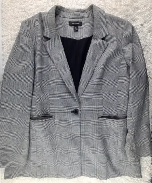 Halogen black white herringbone plaid blazer PLUS SIZE 2X single button (E)