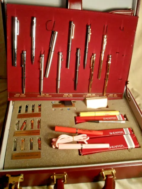 Sheaffer Deluxe Salesman Sample Kit With Many Pens, Clips, etc. From 1980's