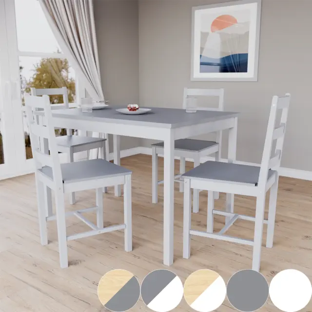 Solid Wood Dining Table and 2 4 Chairs Set Home Kitchen Furniture 3 Colours