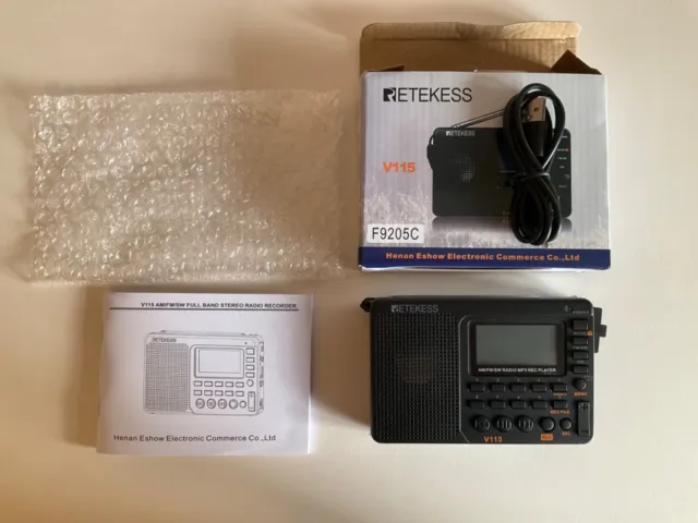 RETEKESS V115 portable AM/FM/SW radio, mp3 player/recorder, BNIB