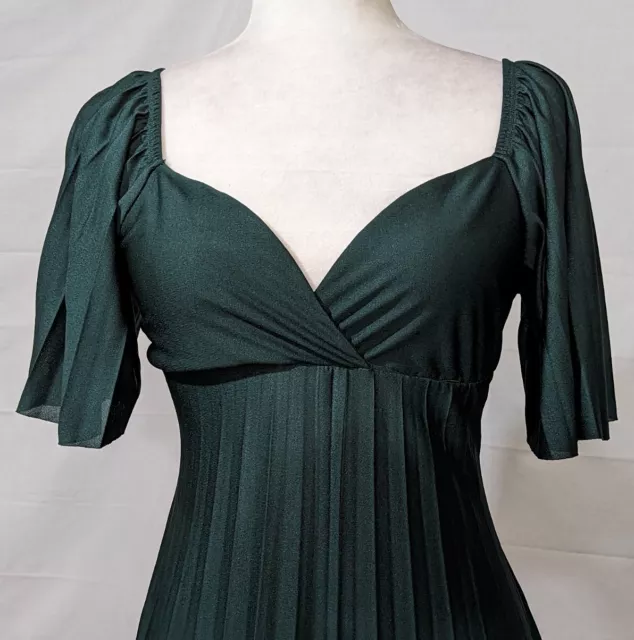 ASOS Design Tall Pleated Twist Back Cap Sleeve Sz 4 Maxi Dress In Emerald Green 2