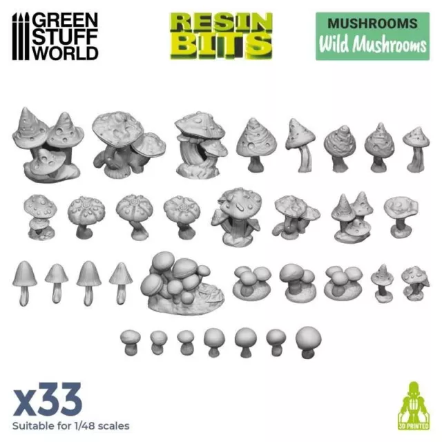 Set impreso en 3D - Setas silvestres - Bits Wargames 40k Sigmar Maqueta Plantas