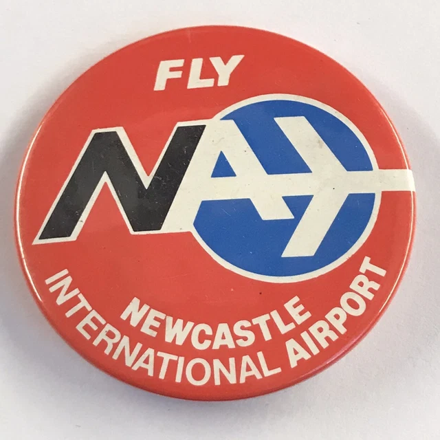 Promotional pin badge Fly NA Newcastle International Airport