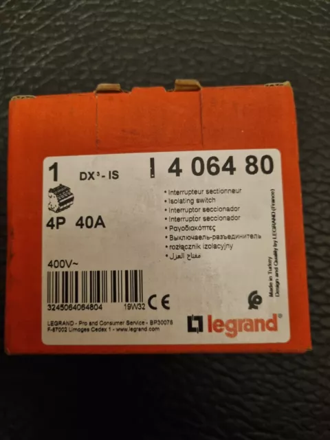 Interrupteur-sectionneur DX³-IS 2P 400 V 125 A 2 modules. LEGRAND 406450