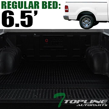 Topline For 2004-2014 Ford F150 6.5 Feet Rubber Truck Bed Trunk Mat Liners - Blk