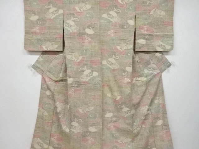 6531915: Japanese Kimono / Antique Kimono / Mawata Tsumugi / Woven Flower
