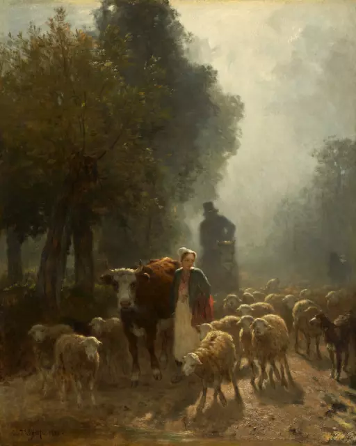 Going to Market on a Misty Morning | Constant Troyon | 1851 Cow Painting Print