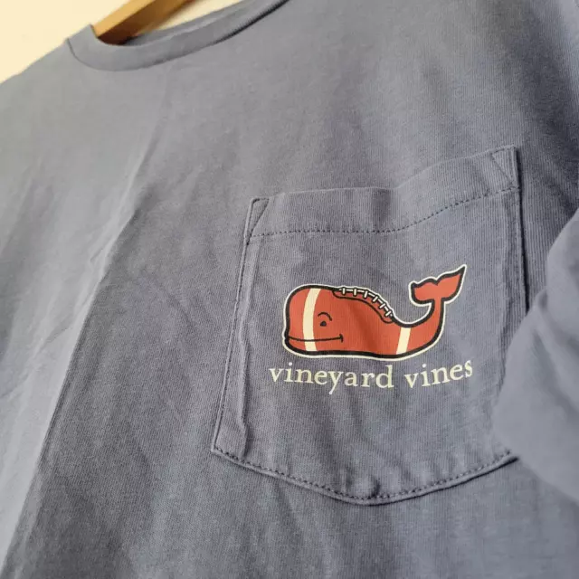 Vineyard Vines Whale Tee Pima Cotton Football Blue Long Sleeve M 3