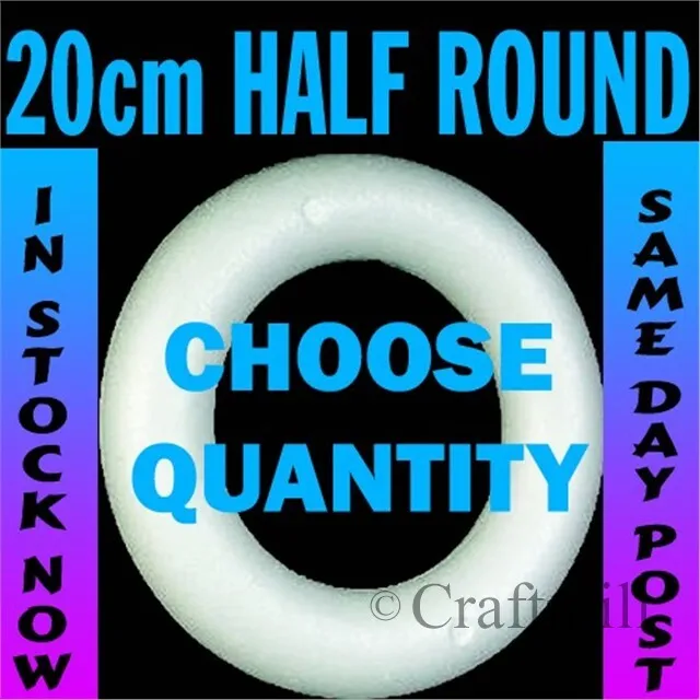 20cm Polystyrene HALF round rounded Rings Wreaths for craft christmas florist