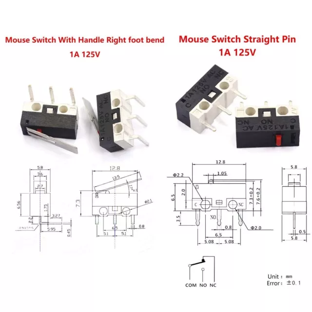 Micro Mikroschalter Endschalter Schalter 1A125V mit Rollenhebel Schließen Taster 3