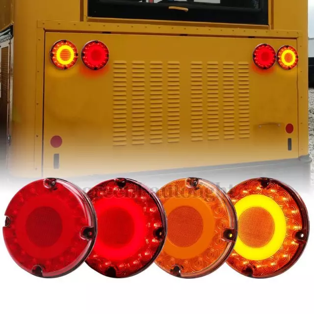 LED 7"Inch Round Truck Bus Trailer Stop Tail Brake Turn Signal Light DRL Running