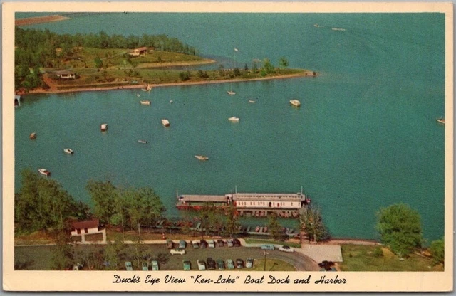 Kentucky Lake State Park Postcard "Air View, Boat Dock & Harbor" Curteich c1950s
