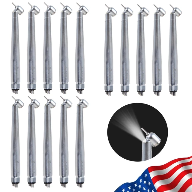 15Pcs USPS LED E-generator Dental 45° Optical Push Handpiece 4Hole Turbine C4L