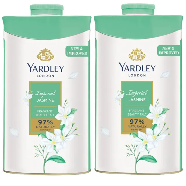 Talco perfumado jazmín imperial Yardley London para mujer 250 g x 2 (Paquete de 2)