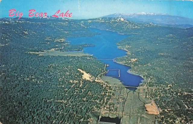 Big Bear Lake CA California, Old Baldy, Aerial View, Vintage Postcard