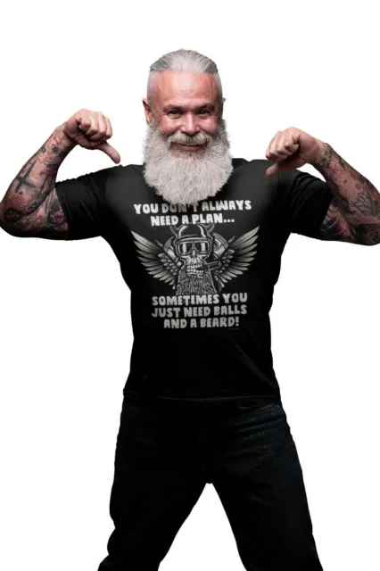 T-shirt moto cotone biologico a volte You Just Need Balls And A Beard