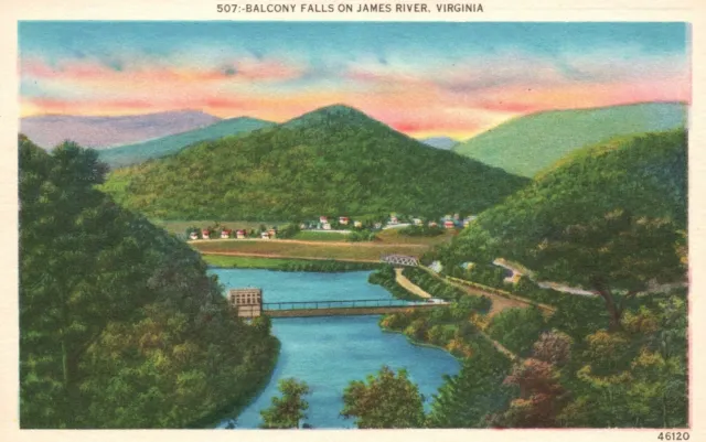 Vintage Postcard Balcony Falls On James River Glasgow Virginia VA Asheville Post